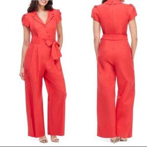 Gal Meets Glam Red Camille Cotton Jumpsuit Size 0